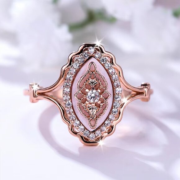 14k Rose Gold Diamond Ring Band - Picture 2 of 4